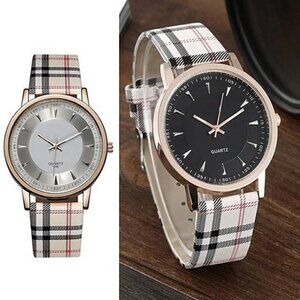 Londonite Plaid Band Fashion Watch • Quartz Movement • Trendy Casual Accessory